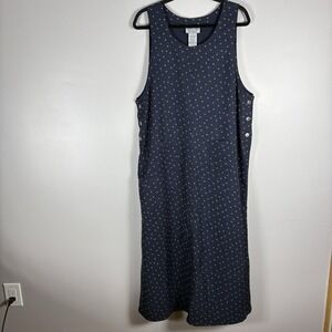 Directives Women's XL Blue Sleeveless Round‎ Neck Star Print Pullover Maxi Dress